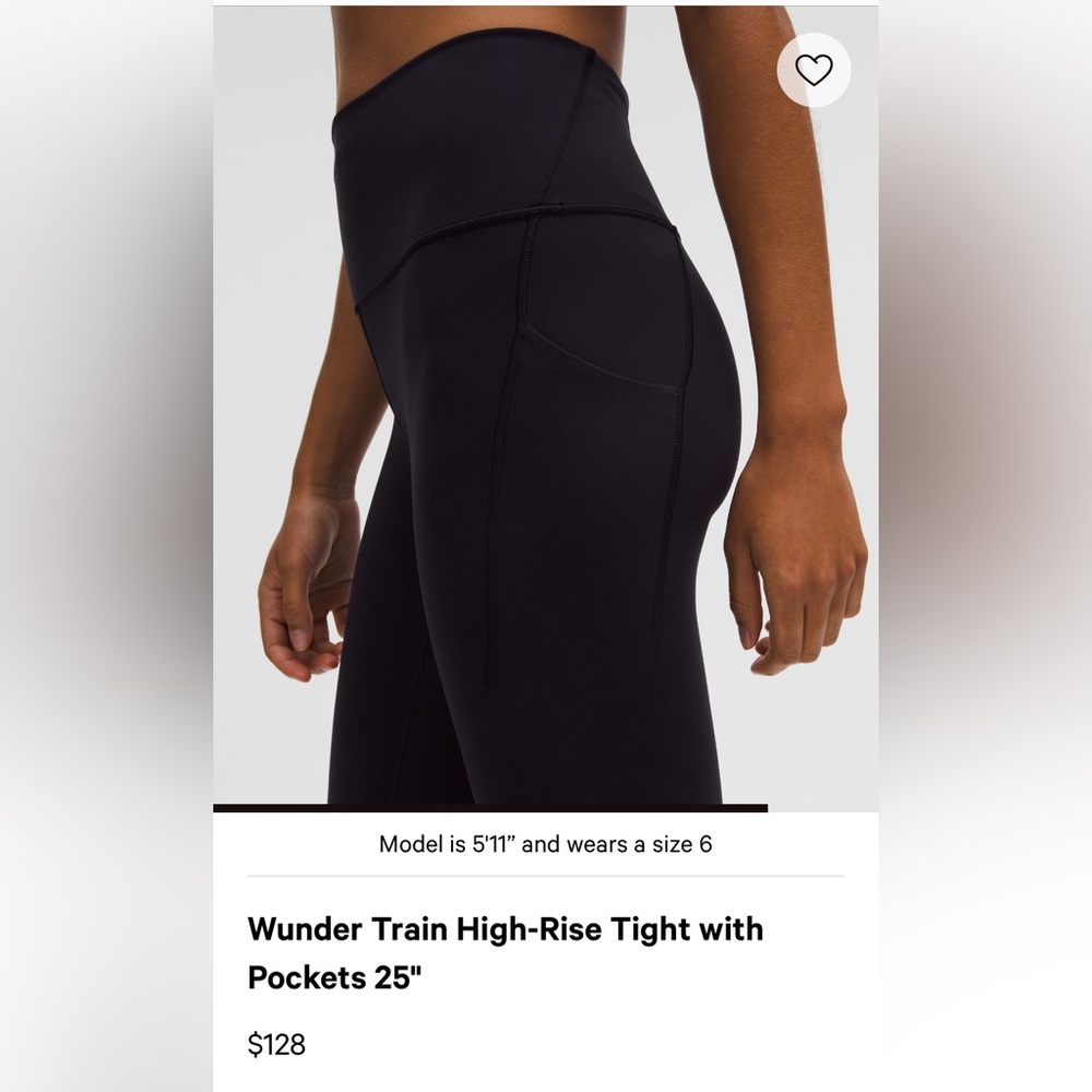Lululemon Wunder Under High Rise Tight - 25” Size 6 with pockets